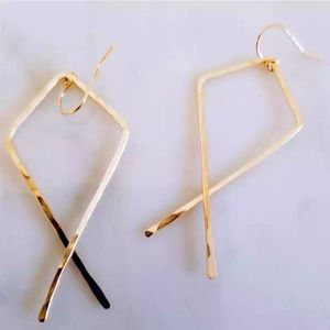 14K Gold Hammered Vintage Brincos Earrings